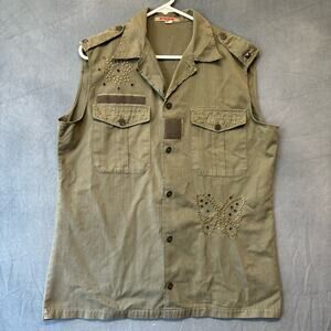 Soya Paris Vest Femme Fatale Gorpcore Studded Butterflies Army Buton Down Grunge